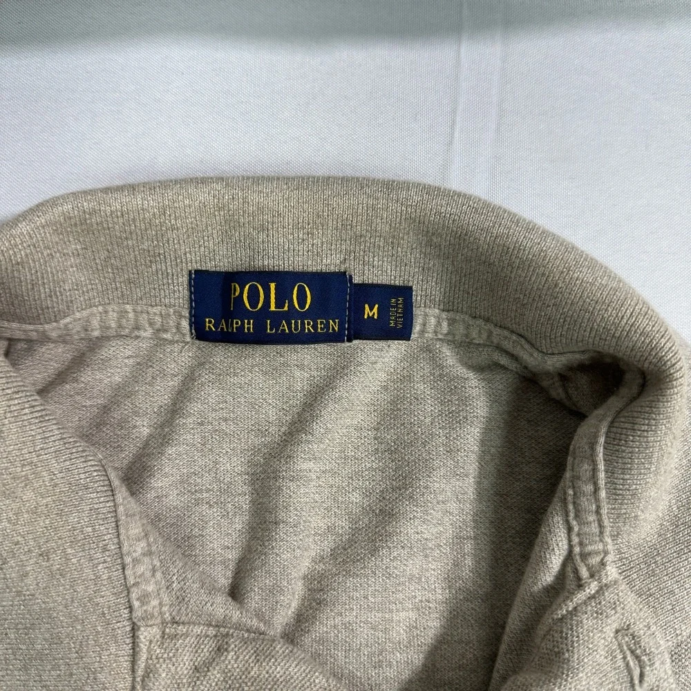 Polo Ralph Lauren Long Sleeve Polo Shirt Mens Medium Heather Tan Pony Logo